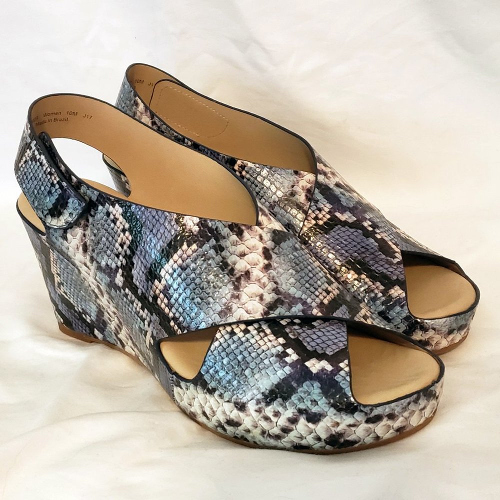 NIB Johnston & Murphy Snake Print Leather Wedge 10